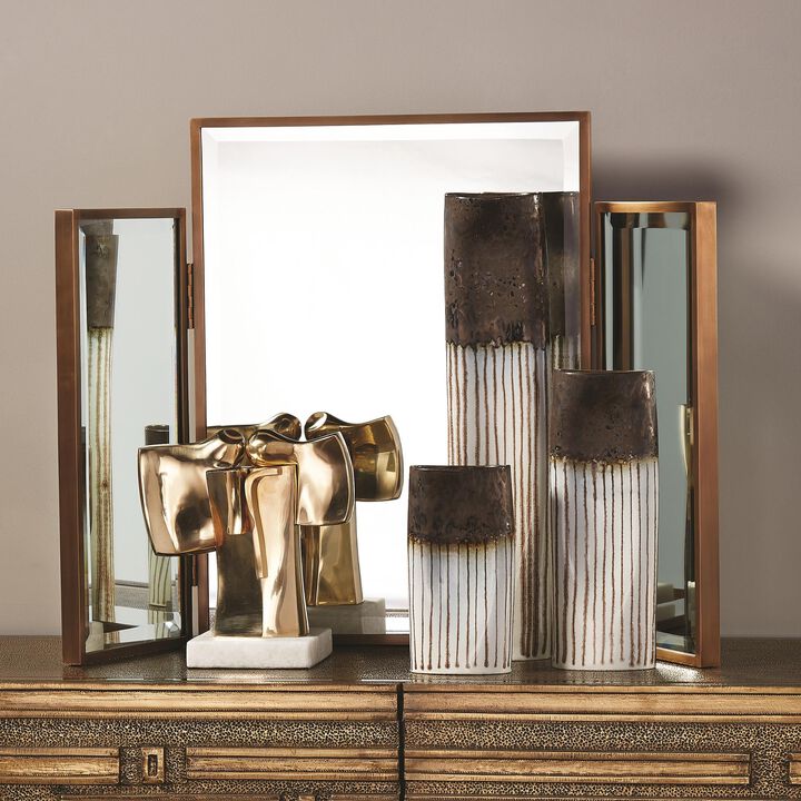Tri-Fold Vanity Mirror- Brass