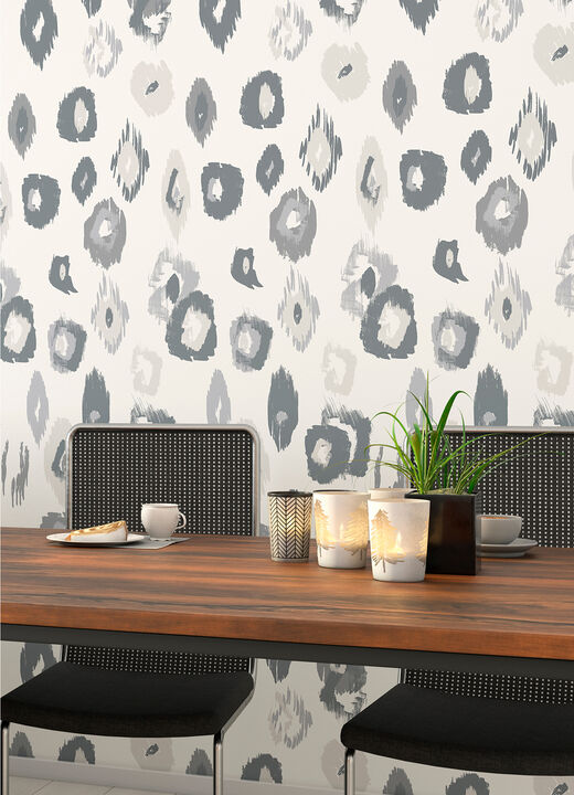 Amara Light Grey Animal Ikat Wallpaper