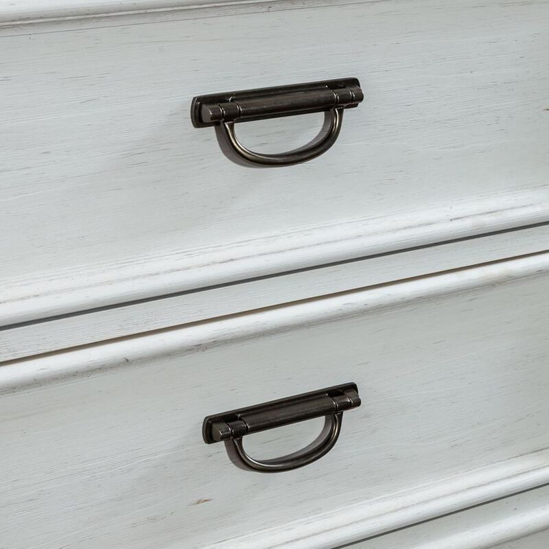 Liberty Furniture Allyson Park 6 Drawer Dresser in Wirebrushed White w/ Charcoal Top image number 9