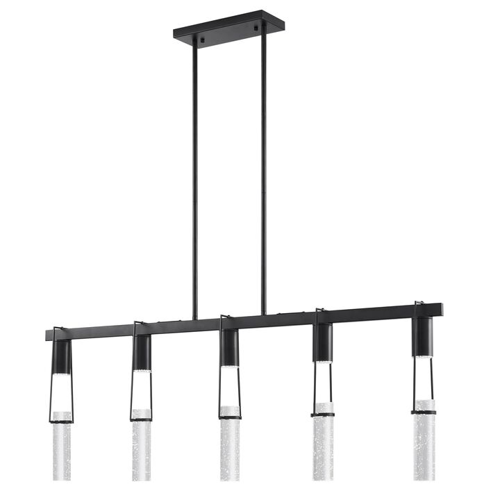 Harmony Chandelier Matte Black Metal and Acrylic 5 LED Lights Dimmable