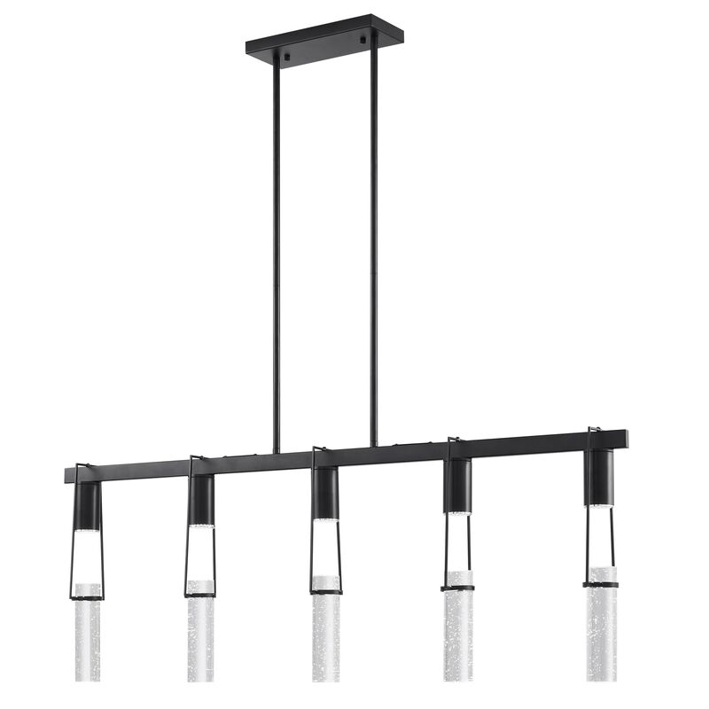 Harmony Chandelier Matte Black Metal and Acrylic 5 LED Lights Dimmable
