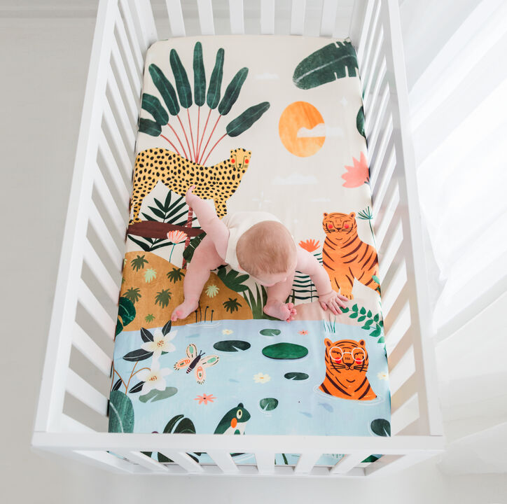 In the Jungle 100% Cotton Fitted Crib Sheet
