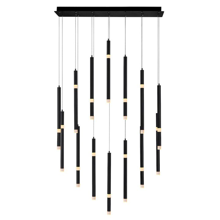 CWI Lighting Flute 14 Light LED Chandelier With Black Finish