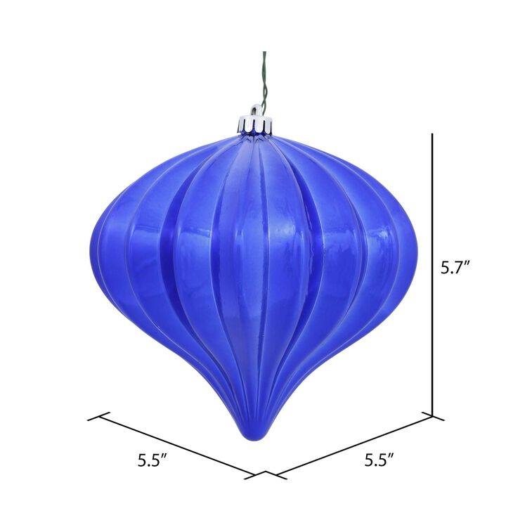 Vickerman 5.7" Cobalt Blue Shiny Onion Christmas Ornament, UV Treated, Set of 3