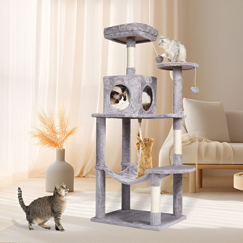 Multi-Level Cat Tower with Cat Condos and Sisal Posts for Scratching and Climbing