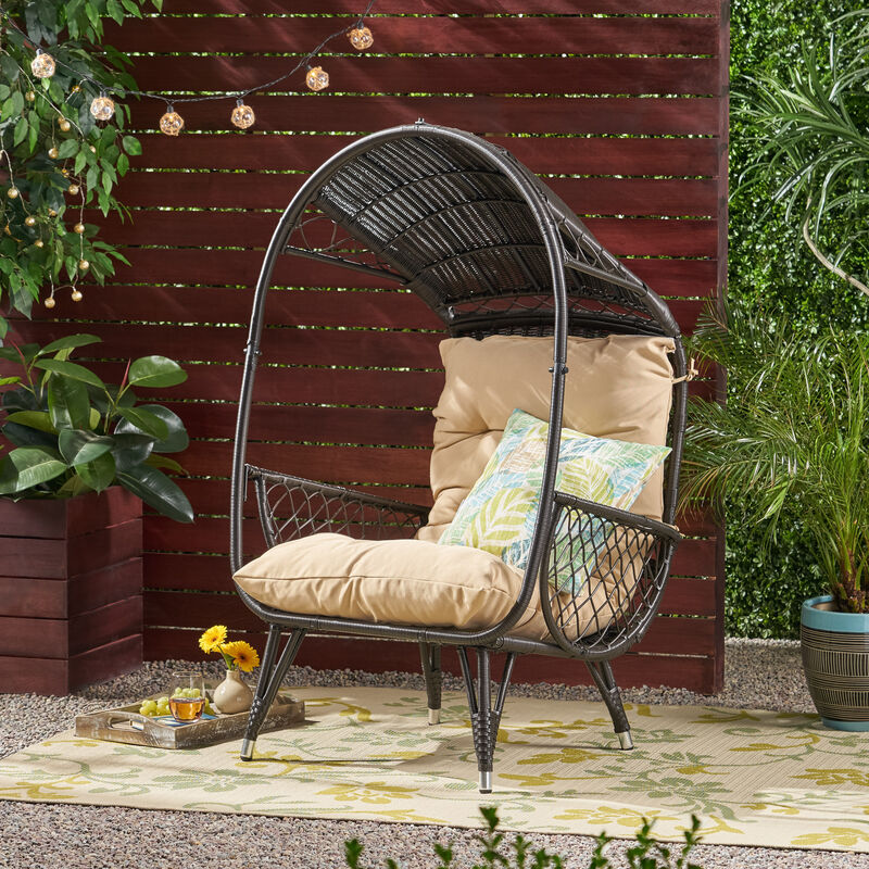 Merax Outdoor Wicker Standing Basket Chair with Cushion