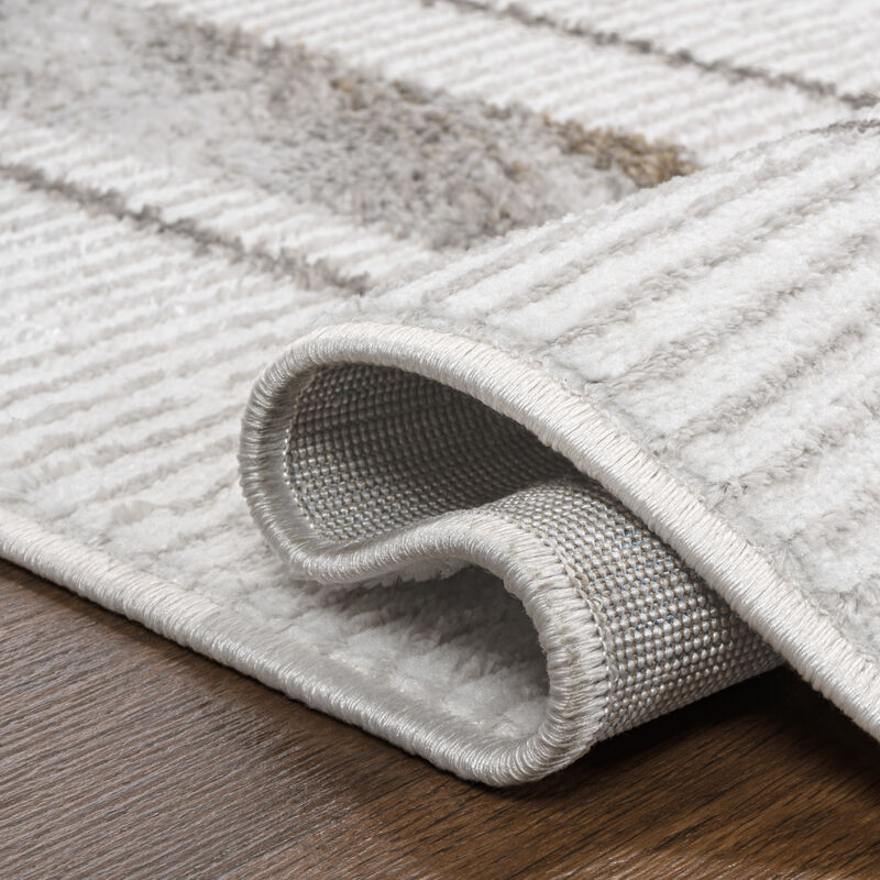 Athens Classic Border Marble Pattern High-Low Area Rug