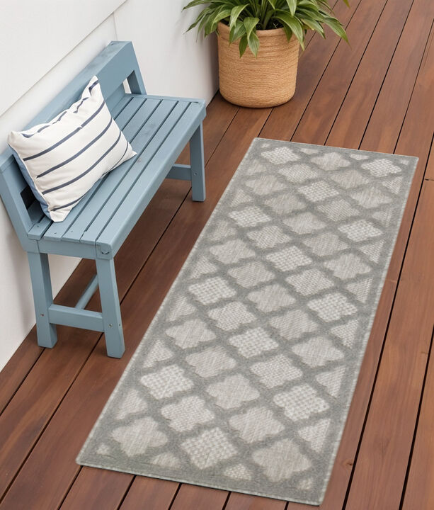 HomeRoots 6' Silver And Gray Geometric Indoor Outdoor Area Rug