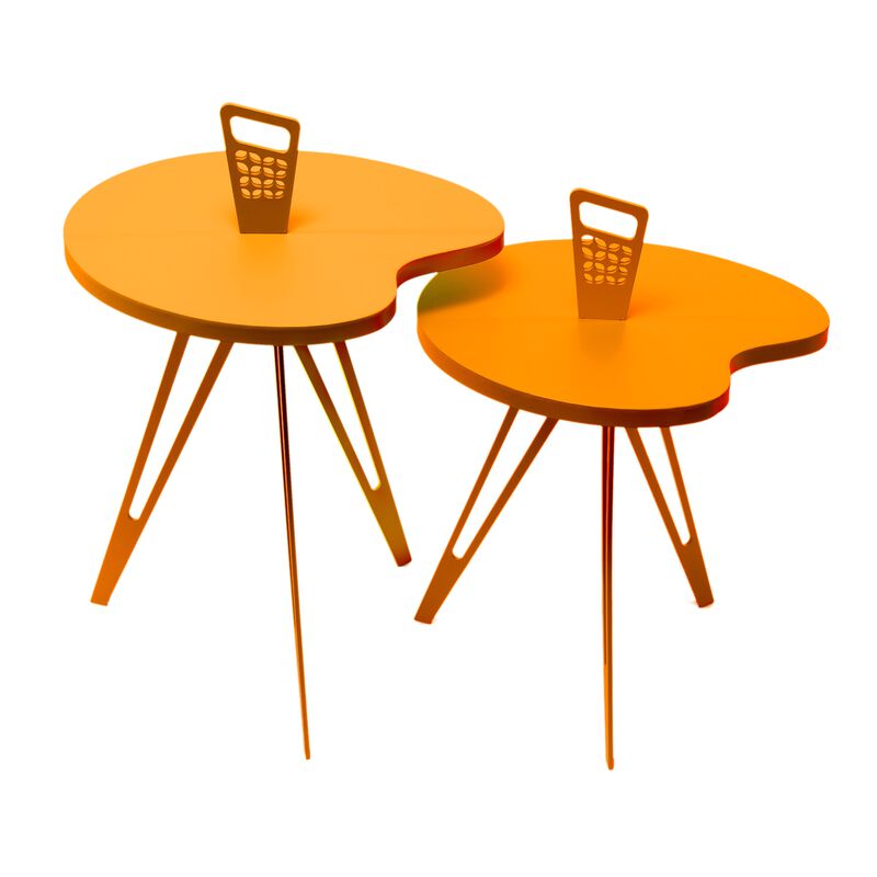 Genie Mod Shaped Metal Side Table (taller kidney)-orange image number 3