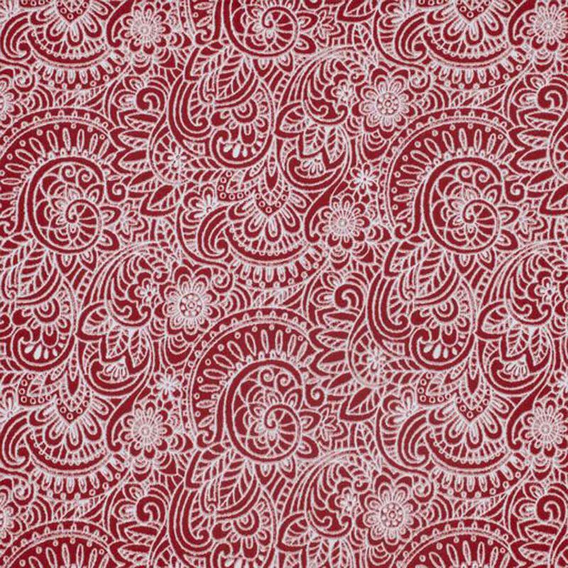 Ellis Segovia Printed Paisley Pattern on Ground 3" Rod Pocket Tailored Pairs with Ties 100"x63" Red