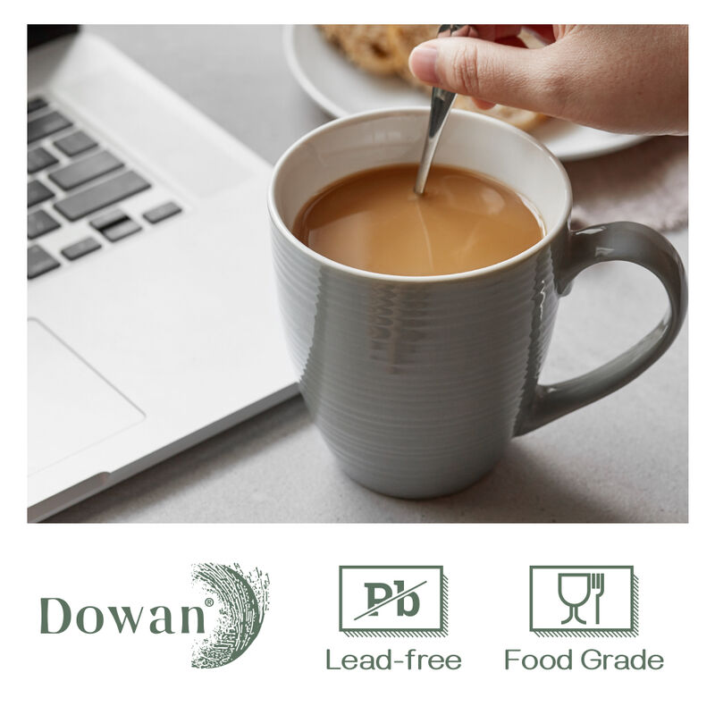 DOWAN 17 Oz Large Coffee Mug Set of 6 with Handle, Ceramic Mugs for Coffee Tea and Cocoa, Dishwasher Microwave Safe, Gray