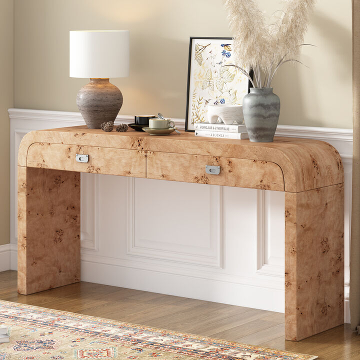 Merax Modern Burl Wood Veneer Entryway Console Table