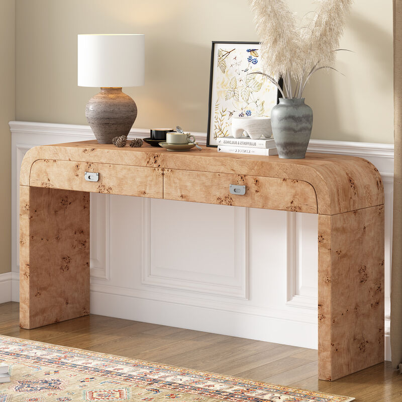 Merax Modern Burl Wood Veneer Entryway Console Table