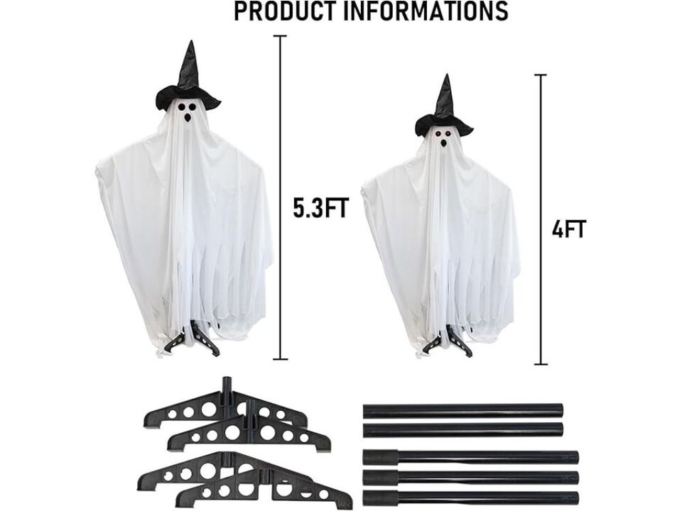 2-Pack Standing Halloween Ghosts – Light-Up Spooky Decor for Porch, Yard & Indoor Party Display