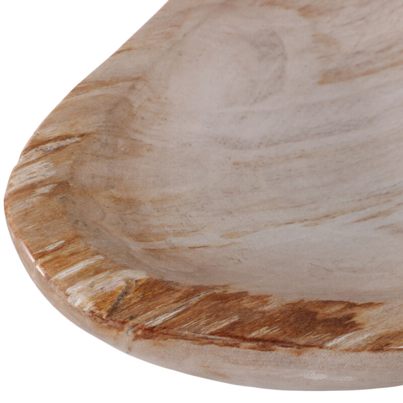14" Petrified Wood Oval Bowl, Ivory image number 5