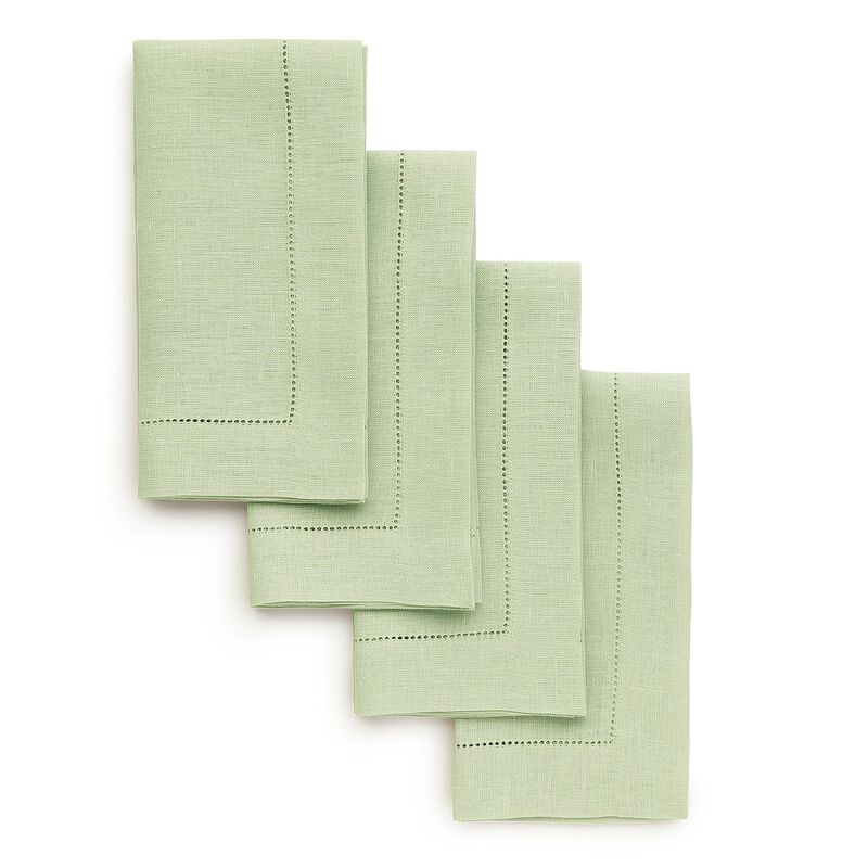 Solino Home 100% Pure Linen Dinner Napkins 20 x 20 Inch Set of 4 - Classic Hemstitch