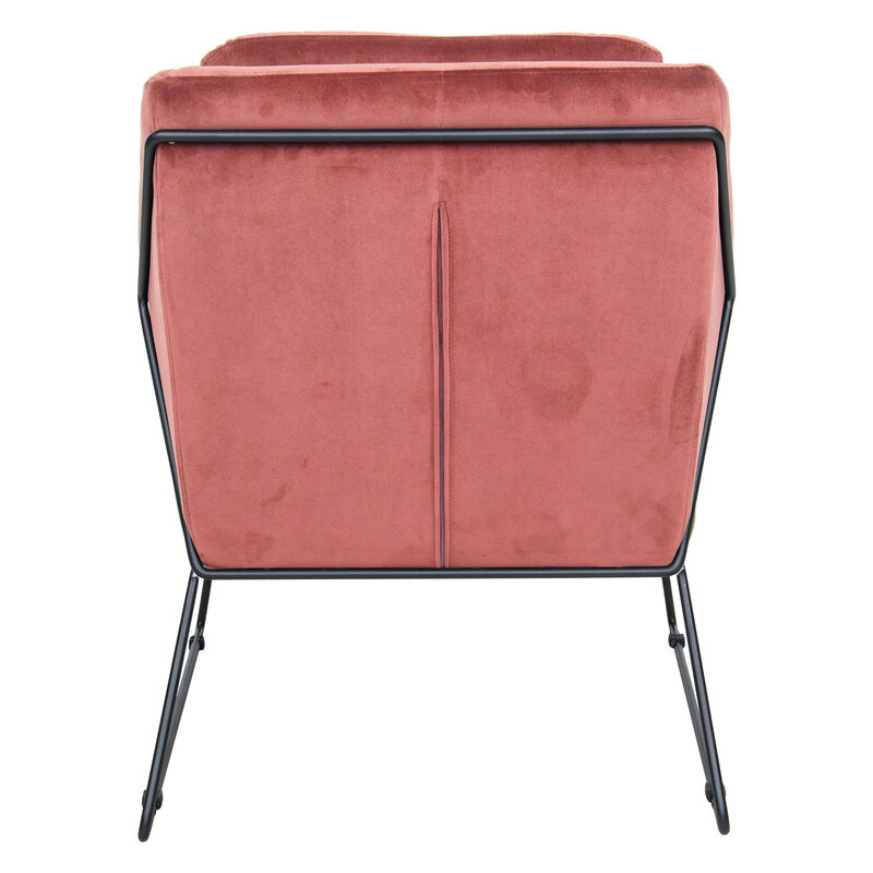 LeisureMod Harmony Velvet Accent Armchair in Pink