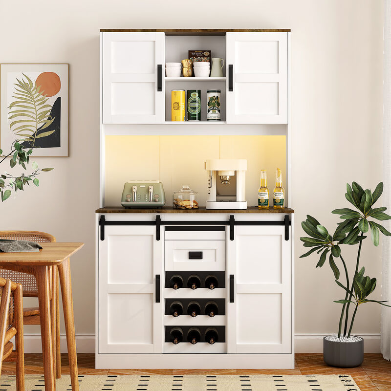 Plelse Farmhouse Tall Bar Sideboard Storage Cabinet image number 1