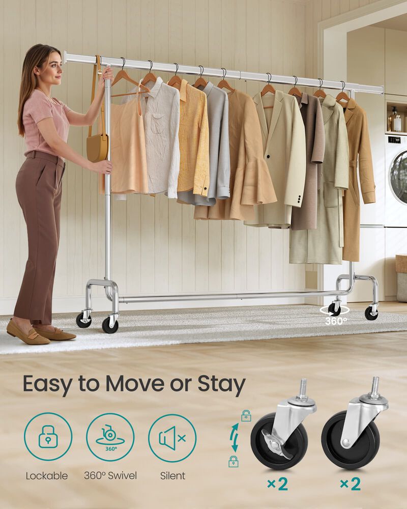 Heavy Duty Garment Rack Adjustable Rod for Clothes Organization image number 3