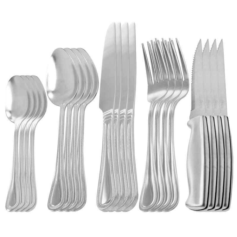 Oster 20 Piece Stainless Steel Flatware and Steak Knife Set