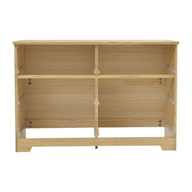 Better Home Products Solid Pine Wood 6 Drawer Double Dresser in Natural & White.