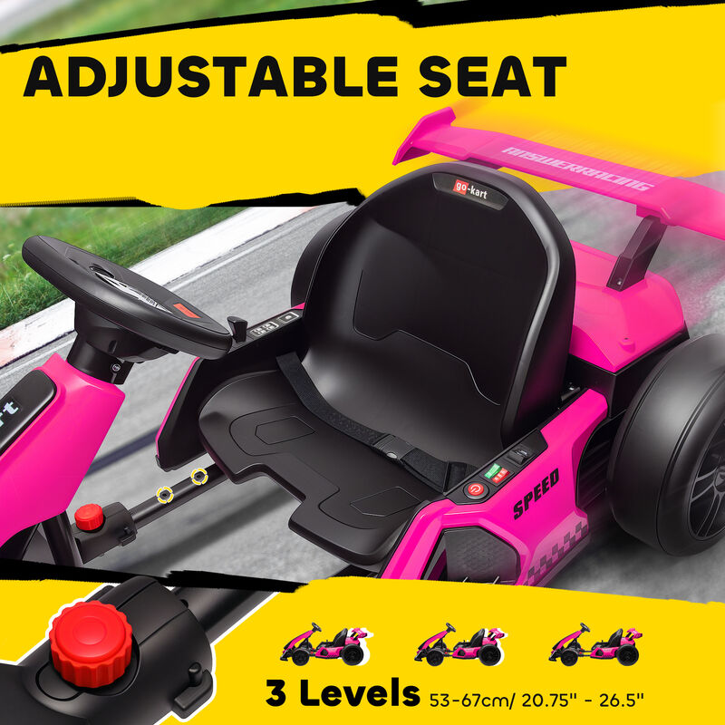 BreeBe 24V 7.5 MPH Electric Go Kart with Adjustable Seat, Slow Start image number 5