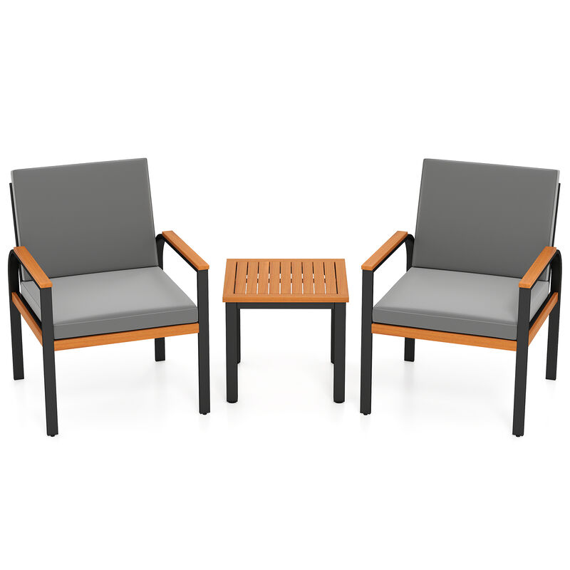 Grey 3-Piece Patio Conversation Set with Chairs and Coffee Table image number 0