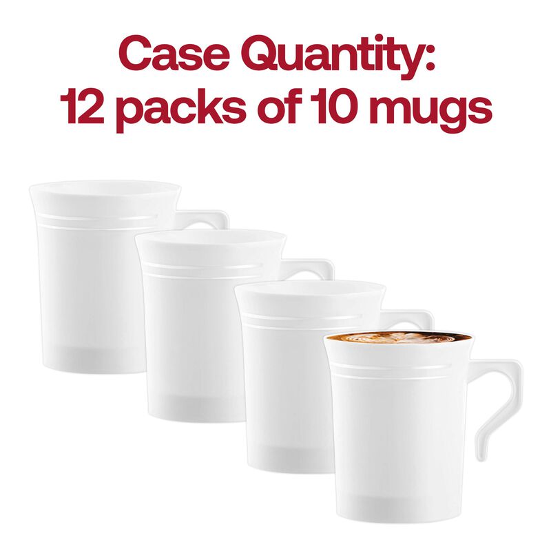 8 oz. White with Silver Edge Rim Round Plastic Coffee Mugs (120 Mugs) image number 4