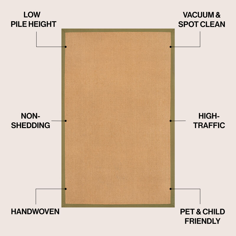 Camden Farmhouse Cottage Border Jute Area Rug