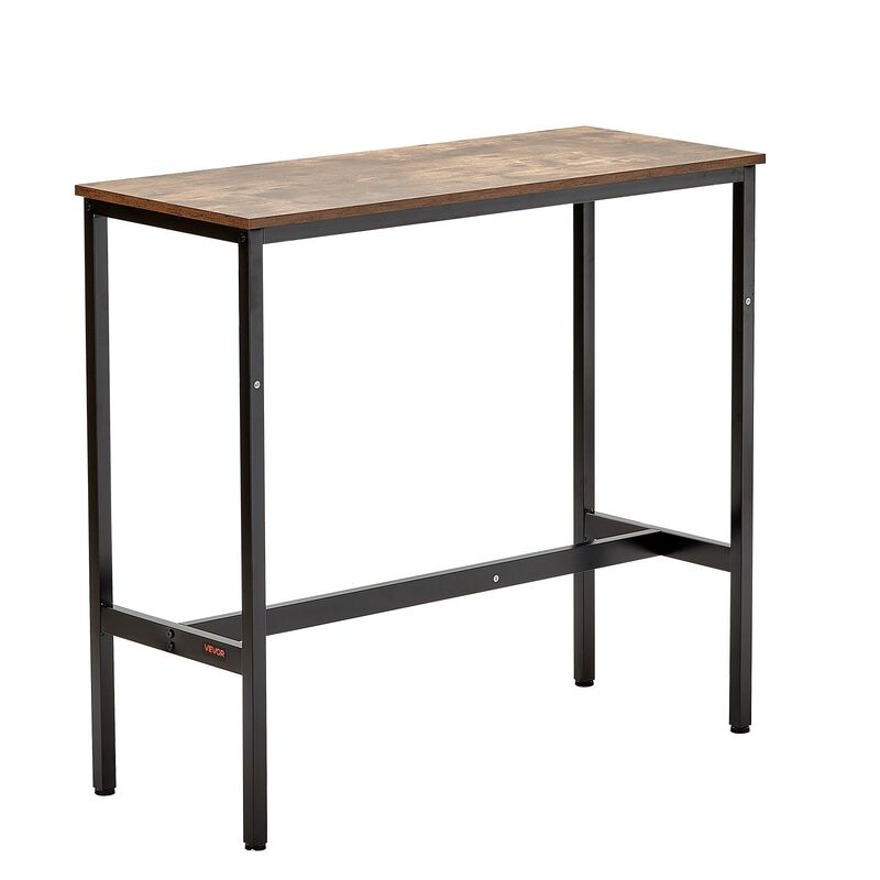 Narrow Bar Height Table with Sturdy Metal Frame, Long Pub Table for Dining or Party-Rustic Brown image number 9
