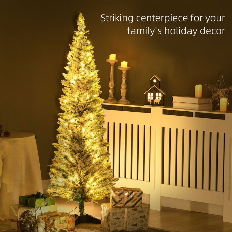 BreeBe 5ft Slim Artificial Christmas Tree with LED Lights image number 3
