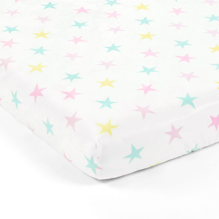 Rainbow Allover Stars Soft & Plush Fitted Crib Sheet Multi Single 28X52X9