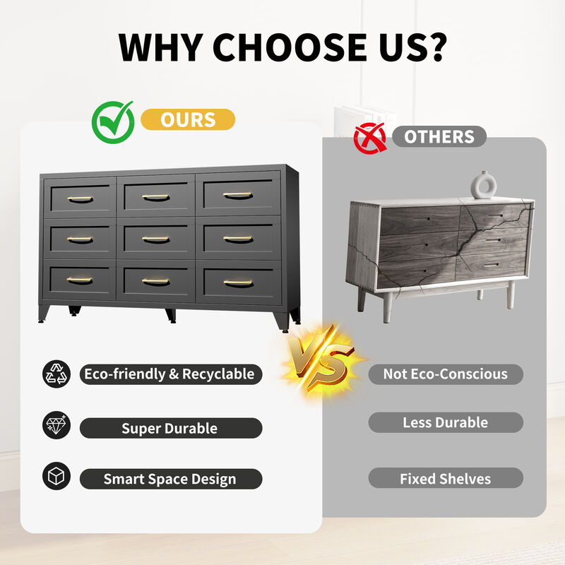 Kankes 9 Drawer Metal Dresser image number 4