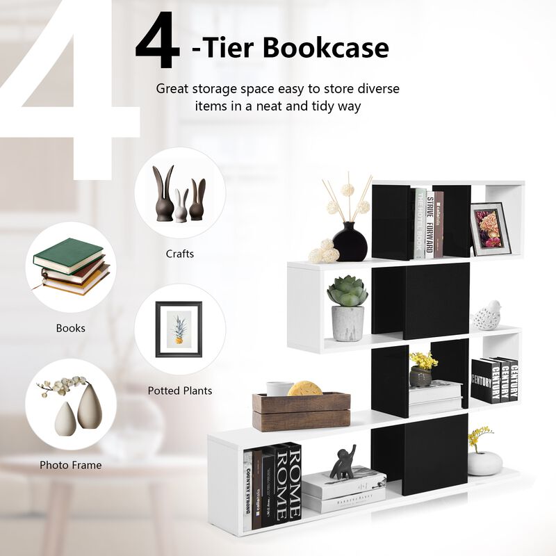 5-Tier Bookshelf Corner Ladder Bookcase with Storage Rack