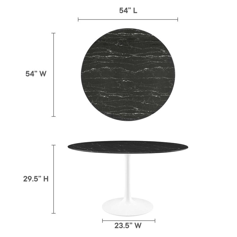 Modway - Lippa 54" Round Artificial Marble Dining Table White Black image number 7