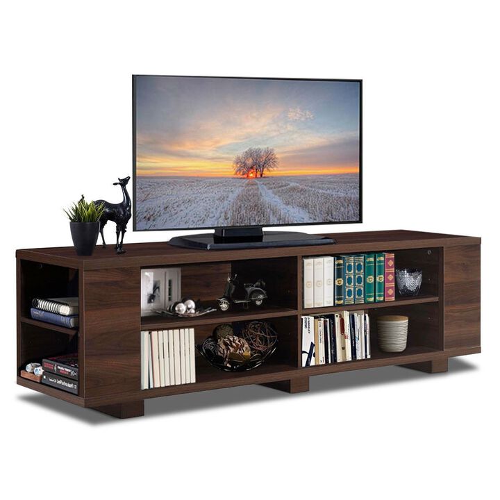 Hivvago Modern TV Stand in Walnut Wood Finish - Holds up to 60-inch TV