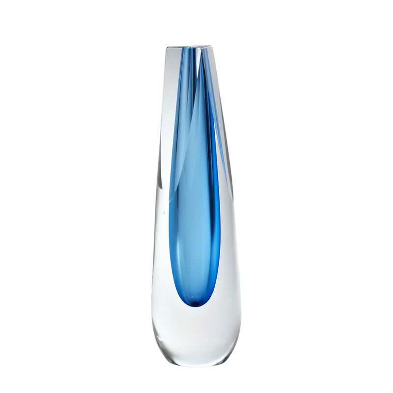 Triangle Cut Glass Blue Vase