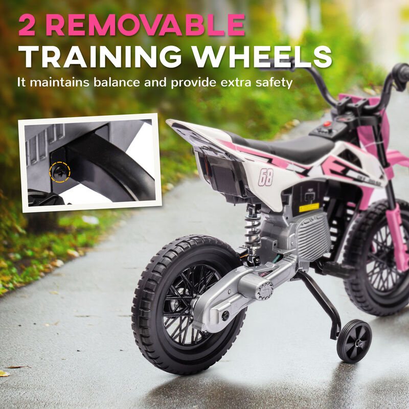 BreeBe 12V Kids Electric Motorcycle w/ Twist Grip Throttle, Training Wheels, Rear Suspension & Music image number 4