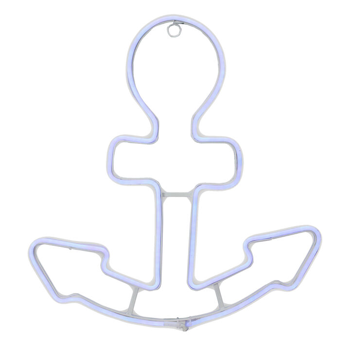 17" Neon Blue LED Lighted Anchor Window Silhouette Decor
