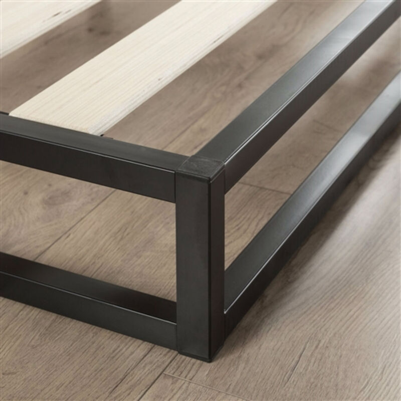 Metal Platform Bed Frame with Wood Slats in Low Profile Design image number 4