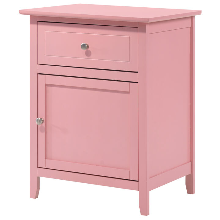 Izzy G1404-N 1 Drawer /1 Door Nightstand, Pink