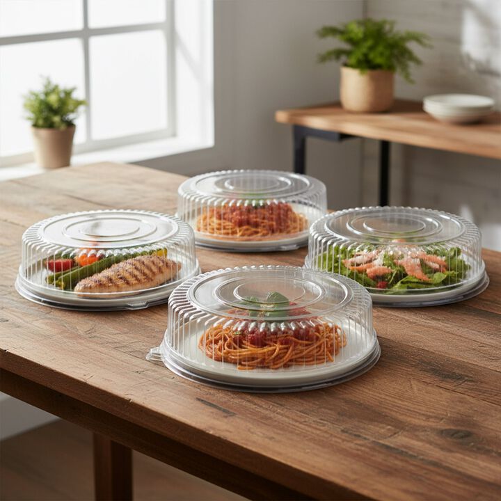 16" Clear Round Plastic Tray Lids (25 Lids)
