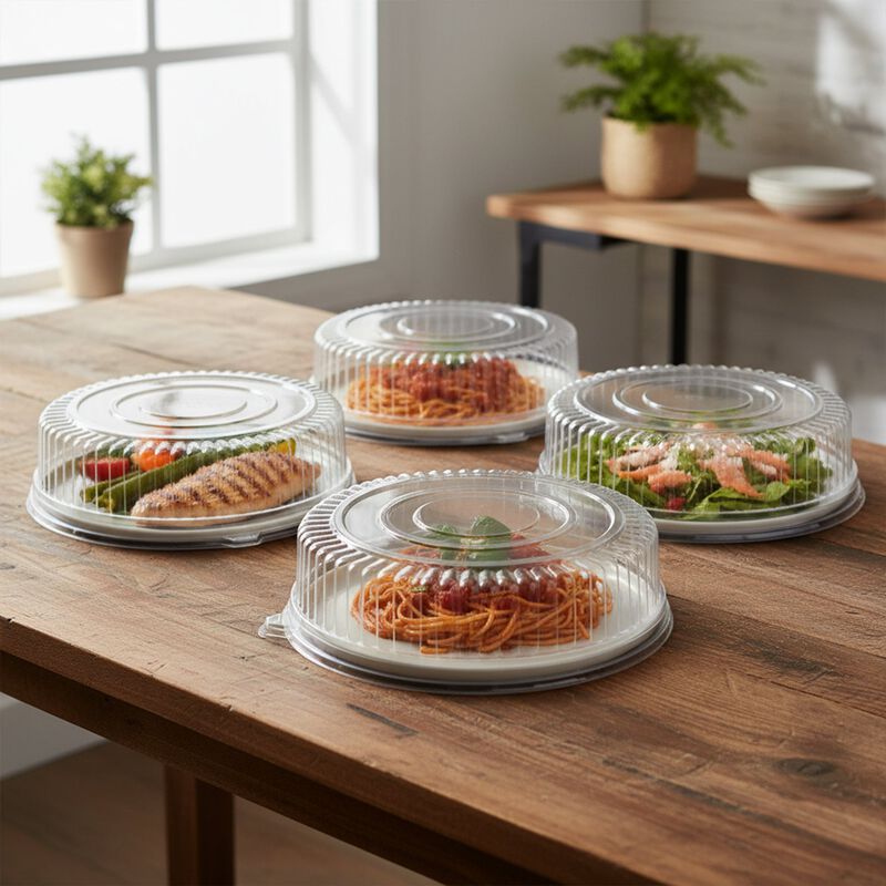16" Clear Round Plastic Tray Lids (25 Lids) image number 1