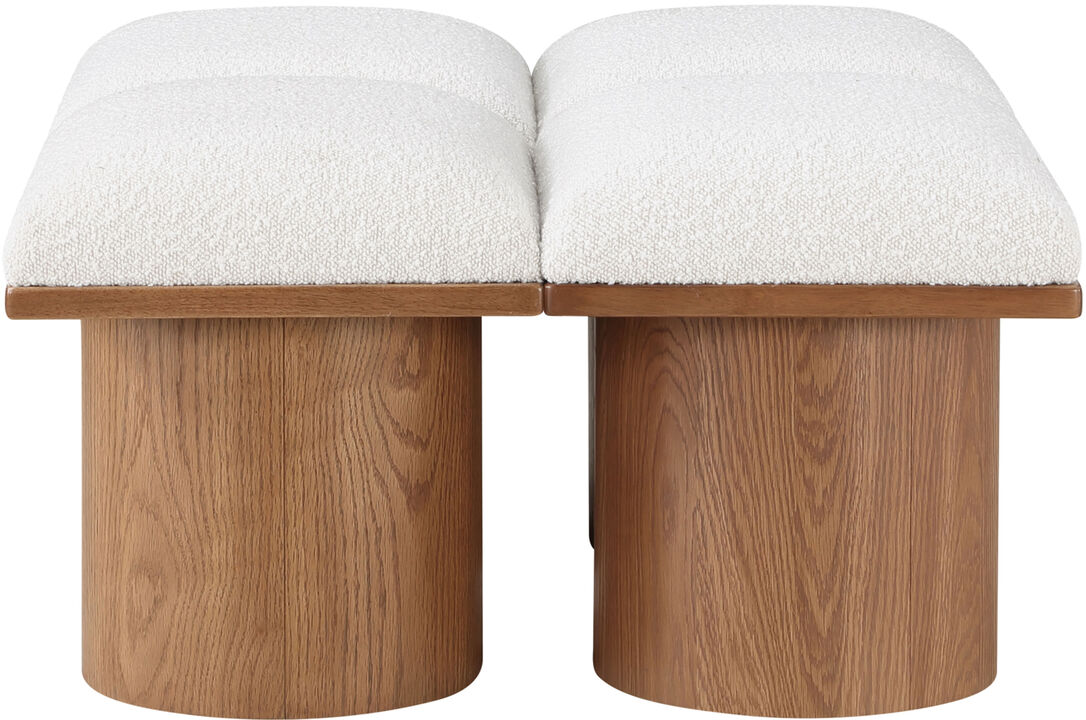 Meridian Furniture Pavilion Cream Boucle Fabric Bench