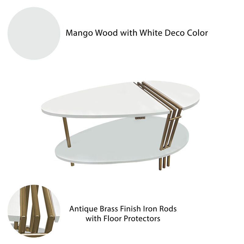 36 Inch Modern Coffee Table, Oval Elliptical Shape
