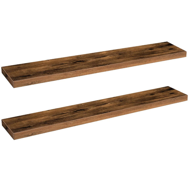2-Piece Wall Shelf Set, Floating Shelves for Home, Office, or Kitchen-Brown