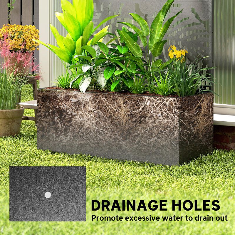 Hivvago Raised Metal Planter with Privacy Trellis and Drainage image number 5