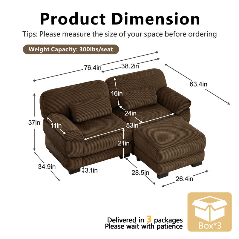 Rongir 2-Seater Sofa with Ottoman image number 9