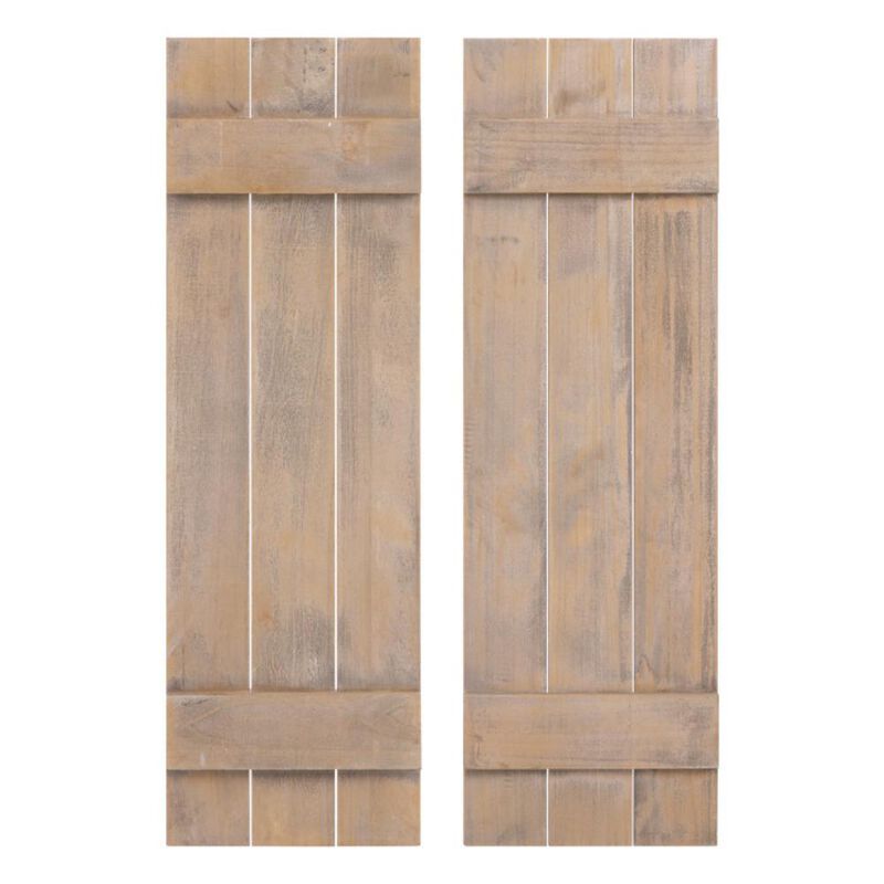 Hivvago 36 x 11 Inch Farmhouse Paulownia Wood Window Shutters Set of 2 for Windows