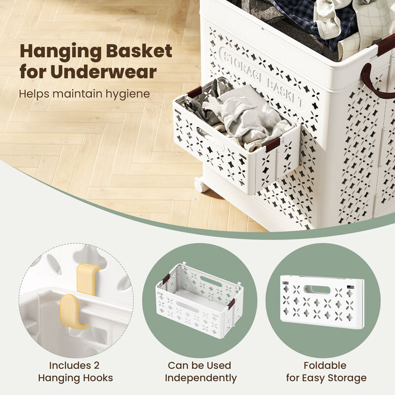 Collapsible Laundry Basket 20 Gallon Plastic Storage Bin with Handles image number 3